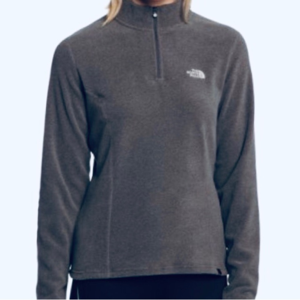 North Face Fleece women’s 100 Glacier quarter zip classic microfiber grey size S